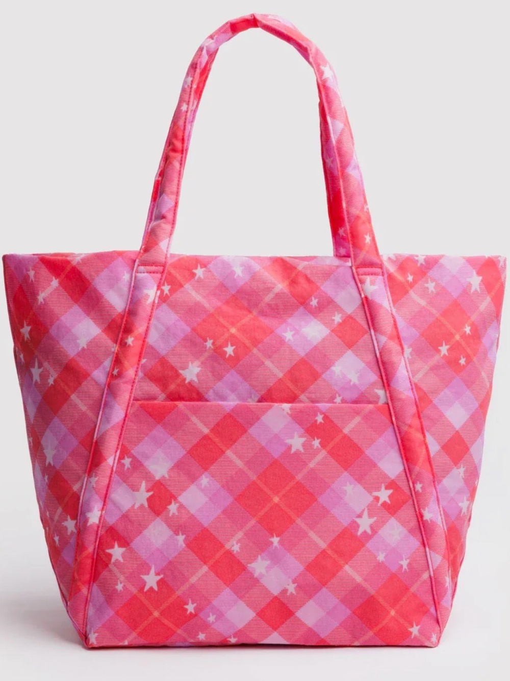 Baggu Cloud Bag Pink Star Plaid NWT - Picture 2 of 6